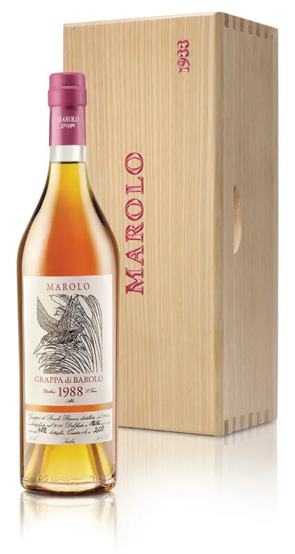 Grappa di Barolo Riserva 1988 von Marolo - Flasche Grappa aus dem Piemont