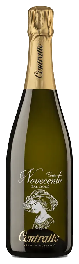 Cuvée Novecento pas dosé metodo classico von Contratto - Flasche Schaumwein aus dem Piemont